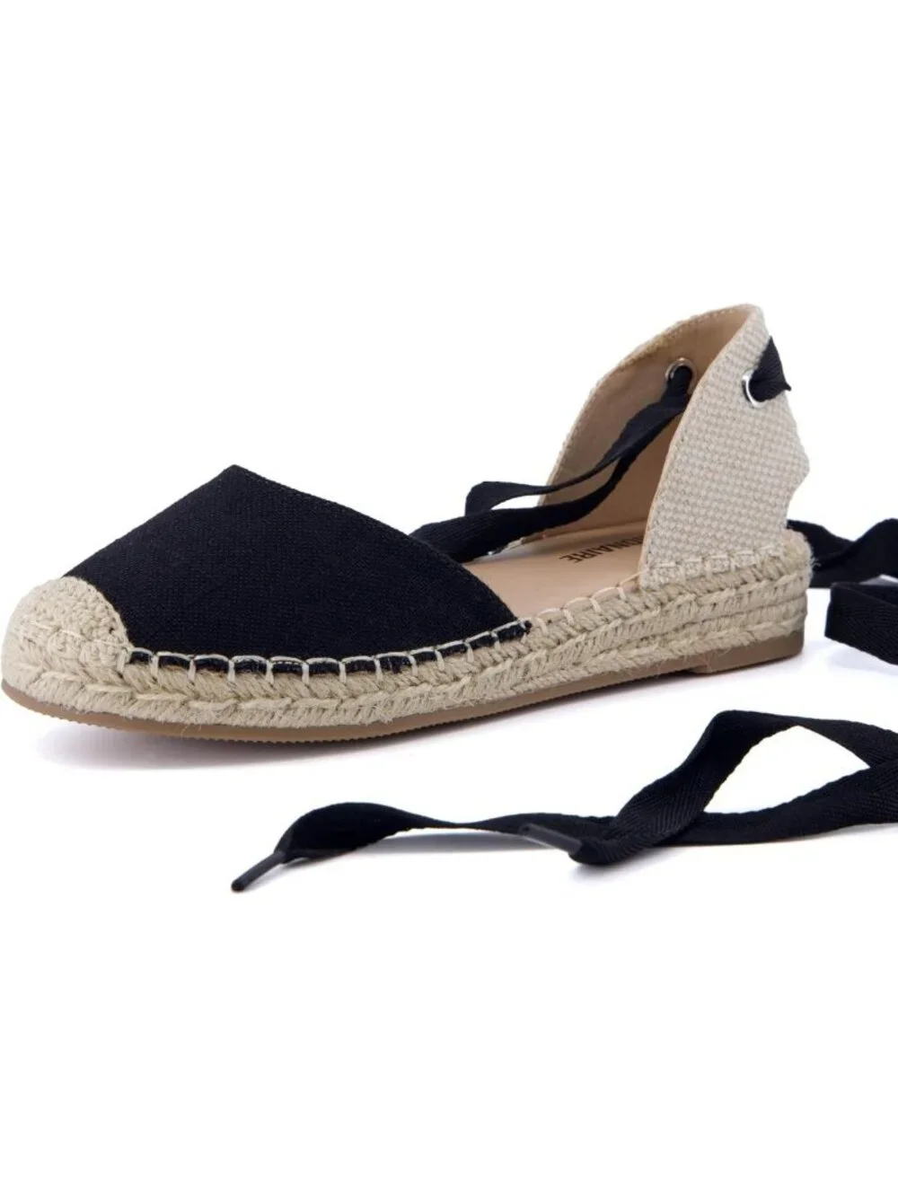 Comfortable Closed Toe Wedge Sandals for Women, Elastic Ankle Strap, Jute Sole